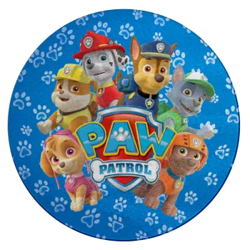 PAW patrol, τα κουτάβια, Επιφάνεια κοπής γυάλινη στρογγυλή (30cm)