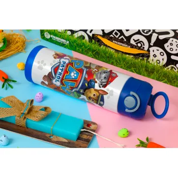PAW patrol, τα κουτάβια, Πασχαλινή Λαμπάδα με Παιδικό παγούρι θερμό, ανοξείδωτο, με καλαμάκι ασφαλείας, ΜΠΛΕ (500ml)