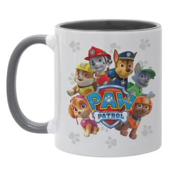 PAW patrol, τα κουτάβια, Κούπα χρωματιστή γκρι, κεραμική, 330ml