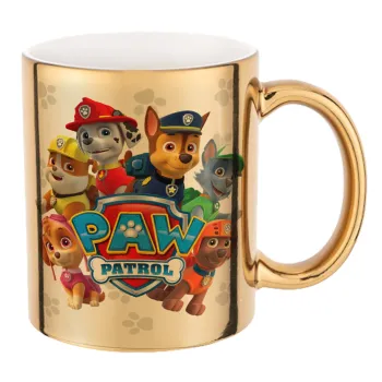 PAW patrol, τα κουτάβια, Κούπα κεραμική, χρυσή καθρέπτης, 330ml