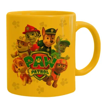 PAW patrol, τα κουτάβια, Κούπα, κεραμική κίτρινη, 330ml