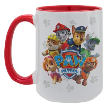 PAW patrol, τα κουτάβια, Κούπα Mega 15oz, κεραμική Κόκκινη, 450ml