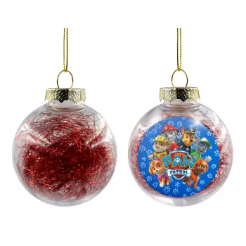 PAW patrol, Transparent Christmas tree ball ornament with red filling 8cm