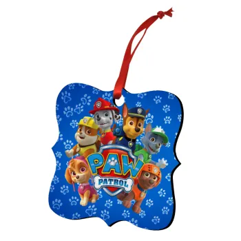 PAW patrol, τα κουτάβια, Στολίδι Χριστουγεννιάτικο στολίδι polygon ξύλινο 7.5cm