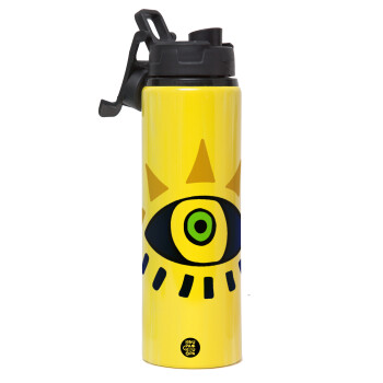 blue evil eye, Metallic water bottle with safety lid, 850ml aluminum