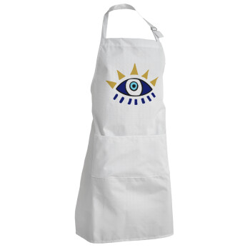 blue evil eye, Adult Chef Apron (with sliders and 2 pockets)