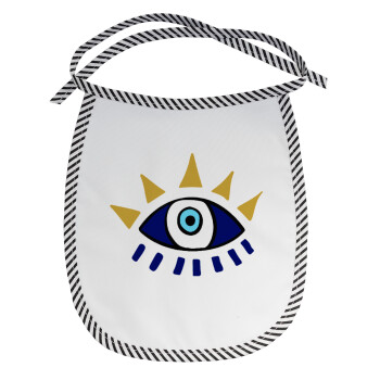 blue evil eye, Σαλιάρα μωρού αλέκιαστη με κορδόνι Μαύρη