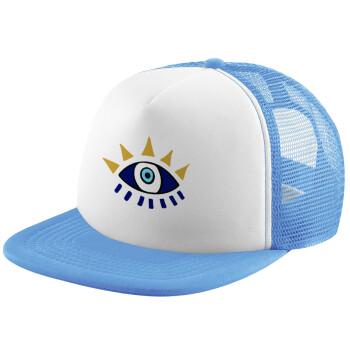 blue evil eye, Καπέλο Soft Trucker με Δίχτυ Γαλάζιο/Λευκό