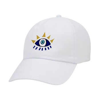blue evil eye, Καπέλο Ενηλίκων Baseball Λευκό 5-φύλλο (POLYESTER, ΕΝΗΛΙΚΩΝ, UNISEX, ONE SIZE)