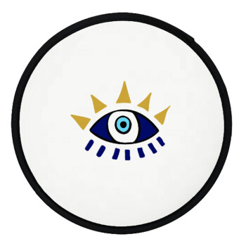 blue evil eye, Βεντάλια υφασμάτινη αναδιπλούμενη με θήκη (20cm)