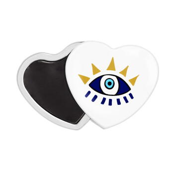 blue evil eye, Μαγνητάκι καρδιά (57x52mm)