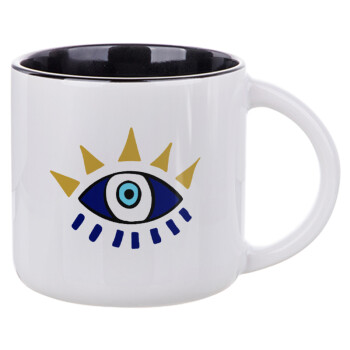 blue evil eye, Κούπα κεραμική 400ml Λευκή/Μαύρη
