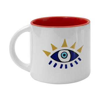 blue evil eye, Κούπα κεραμική 400ml Λευκή/Κόκκινη