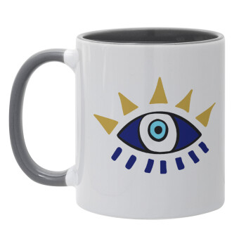 blue evil eye, Mug colored grey, ceramic, 330ml