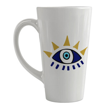 blue evil eye, Κούπα κωνική Latte Μεγάλη, κεραμική, 450ml