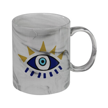 blue evil eye, Mug ceramic marble style, 330ml