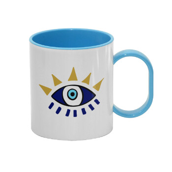blue evil eye, Κούπα (πλαστική) (BPA-FREE) Polymer Μπλε για παιδιά, 330ml