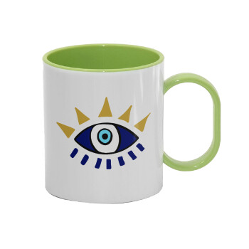 blue evil eye, Κούπα (πλαστική) (BPA-FREE) Polymer Πράσινη για παιδιά, 330ml