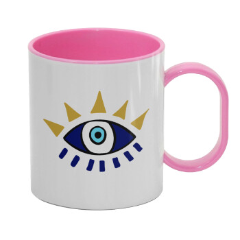 blue evil eye, Κούπα (πλαστική) (BPA-FREE) Polymer Ροζ για παιδιά, 330ml