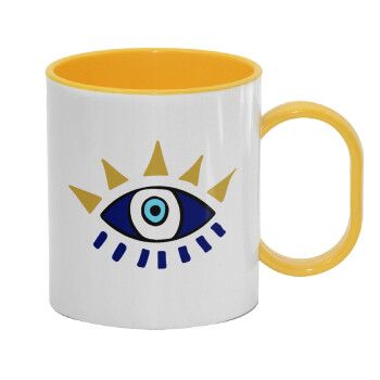 Μάτι, Κούπα (πλαστική) (BPA-FREE) Polymer Κίτρινη για παιδιά, 330ml