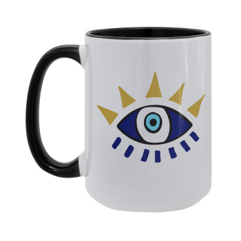 blue evil eye, Κούπα Mega 15oz, κεραμική Μαύρη, 450ml