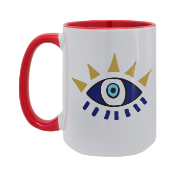 blue evil eye, Κούπα Mega 15oz, κεραμική Κόκκινη, 450ml