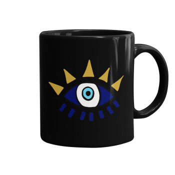 blue evil eye, Mug black, ceramic, 330ml