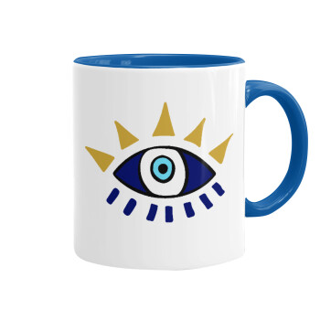 Μάτι, Κούπα χρωματιστή μπλε, κεραμική, 330ml