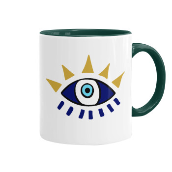 blue evil eye, Mug colored green, ceramic, 330ml