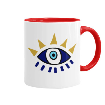 blue evil eye, Mug colored red, ceramic, 330ml
