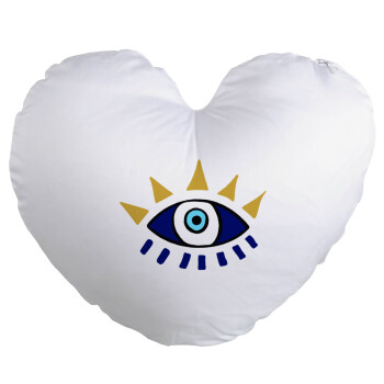 blue evil eye, Μαξιλάρι καναπέ καρδιά 40x40cm περιέχεται το  γέμισμα