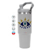 ΓΚΡΙ χρώματος Θερμός Ανοξείδωτο 890ml (30oz) με χερούλι