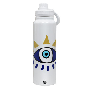 blue evil eye, 1L Stainless Steel Thermal Bottle with Phone Holder & Double Wall Insulation