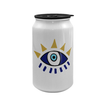 blue evil eye, Κούπα ταξιδιού μεταλλική με καπάκι (tin-can) 500ml
