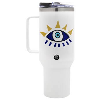 blue evil eye, Mega Stainless steel Tumbler with lid, double wall 1,2L
