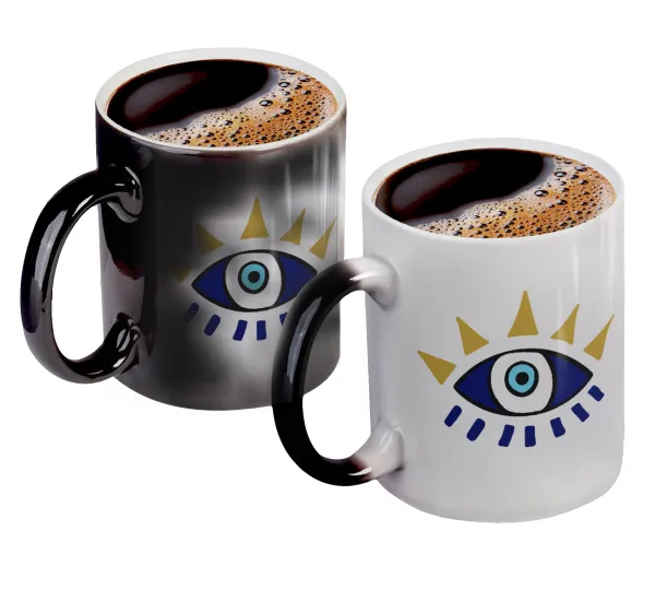 blue evil eye — Color changing magic Mug, ceramic, 330ml when adding hot liquid inside, the black colour desappears (1 pcs)
