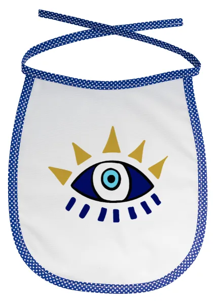 blue evil eye — Stain-resistant baby bib with tie, blue