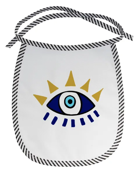 blue evil eye — Stain-resistant baby bib with tie, black