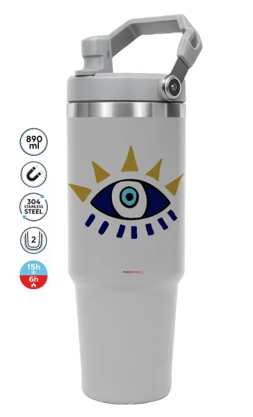 blue evil eye — GREY Travel Tumbler with Handle 890ml