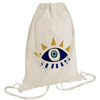 blue evil eye, Backpack bag GYMBAG natural (28x40cm)