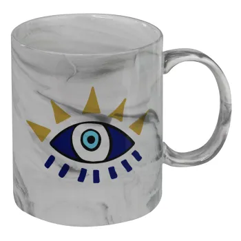 blue evil eye, Mug ceramic marble style, 330ml