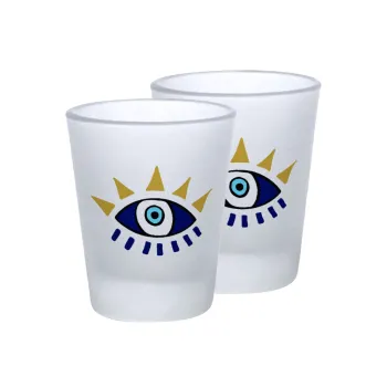 blue evil eye, Σφηνοπότηρα γυάλινα 45ml του πάγου (2 τεμάχια)