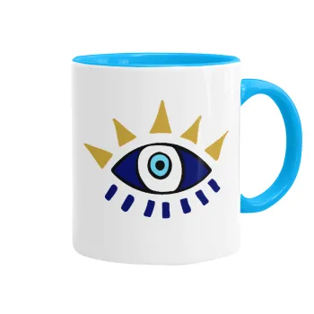 Μάτι, Κούπα χρωματιστή γαλάζια, κεραμική, 330ml