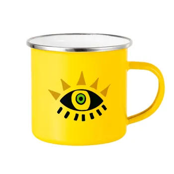 blue evil eye, Yellow Enamel Metallic Cup 360ml