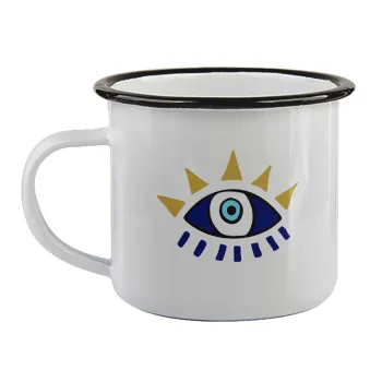 blue evil eye, Κούπα εμαγιέ με μαύρο χείλος 360ml