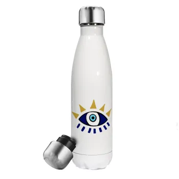 Μάτι, Μεταλλικό παγούρι θερμός Λευκό (Stainless steel), διπλού τοιχώματος, 500ml