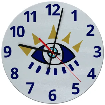 blue evil eye, Ρολόι τοίχου γυάλινο (30cm)