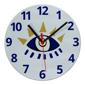 blue evil eye, Ρολόι τοίχου γυάλινο (20cm)