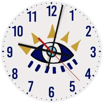 blue evil eye, Ρολόι τοίχου ξύλινο (30cm)