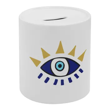 blue evil eye, Κουμπαράς πορσελάνης με τάπα